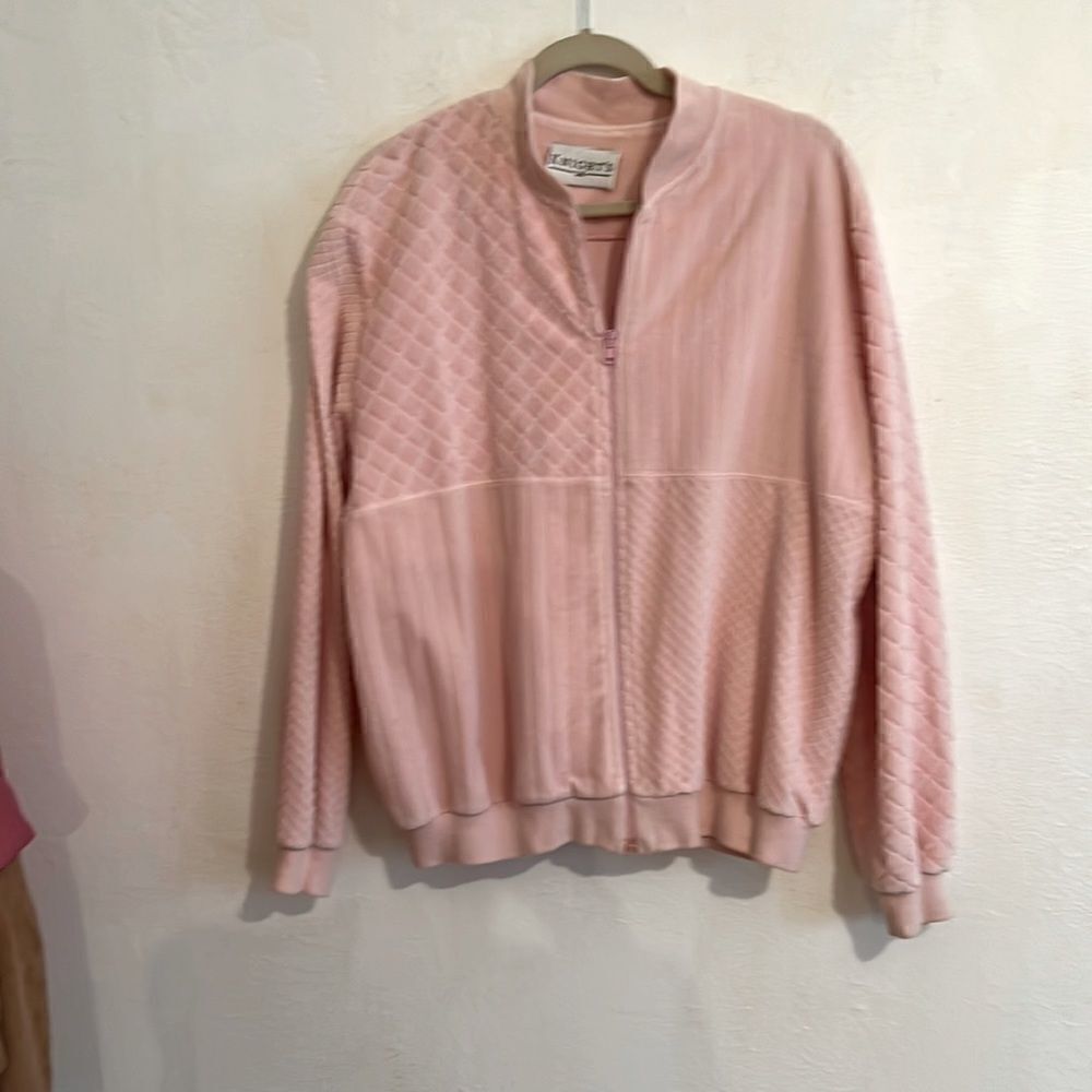 Knight’s Light Pink Quilted Long Sleeve Zip Front Bomber Jacket/ Sweater Size L